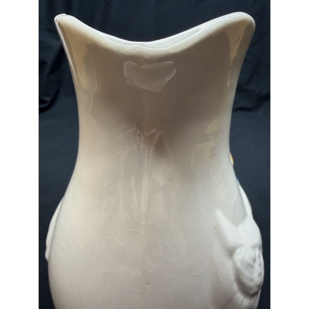 Vintage Otagiri Bowed Goose Pitcher Hand Painted White Geese 1983 Ceramic - Picture 6 of 14